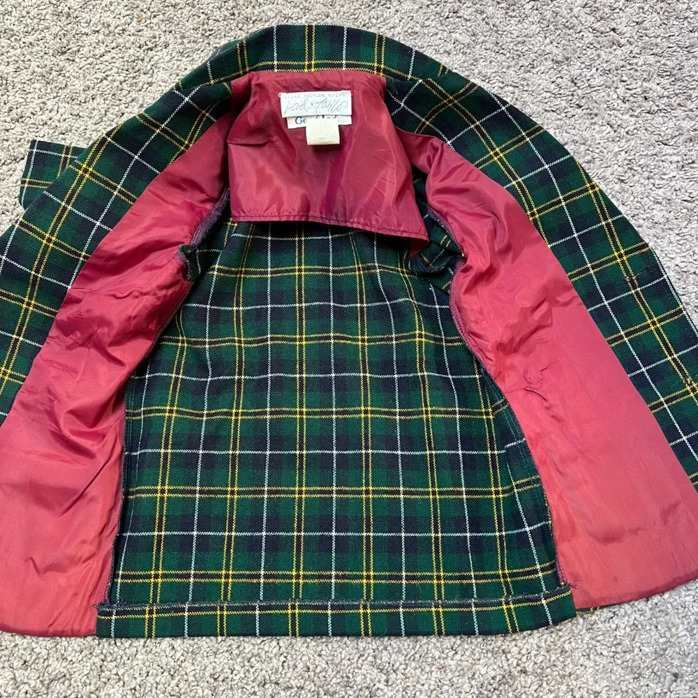 Vintage Good Lad Lord & Taylor Tartan Plaid Blazer Jacket Green Kid's Youth Sz 7